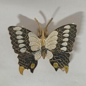 Gold and Black Butterfly Brooch